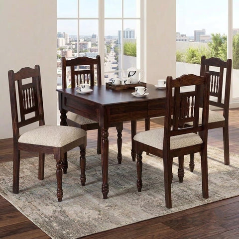 PRITI Traditional Solid Wood 4 Seater Dining Table Sets
