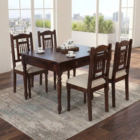PRITI Traditional Solid Wood 4 Seater Dining Table Sets