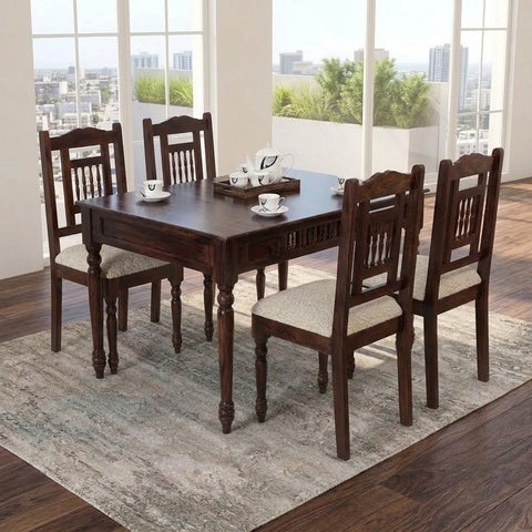 PRITI Traditional Solid Wood 4 Seater Dining Table Sets