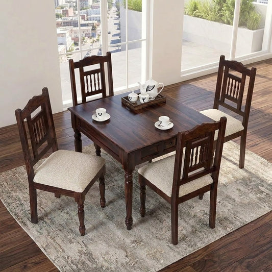 PRITI Traditional Solid Wood 4 Seater Dining Table Sets