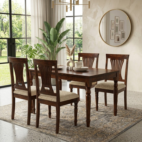 PRITI Solid Wood 4 Seater Dining Set