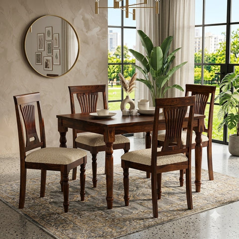 PRITI Solid Wood 4 Seater Dining Set