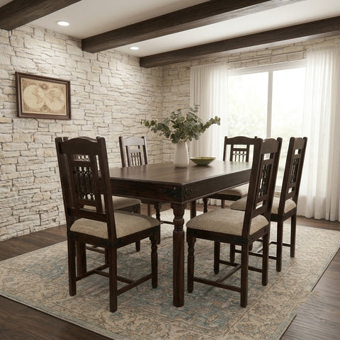 PRITI Sheesham Wood 6 Seater Dining Table Set
