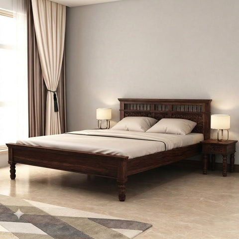 PRITI Solid Wood Bed Without Storage