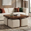 PRITI Square Solid Wood Coffee Table With Seats Walnut Finish