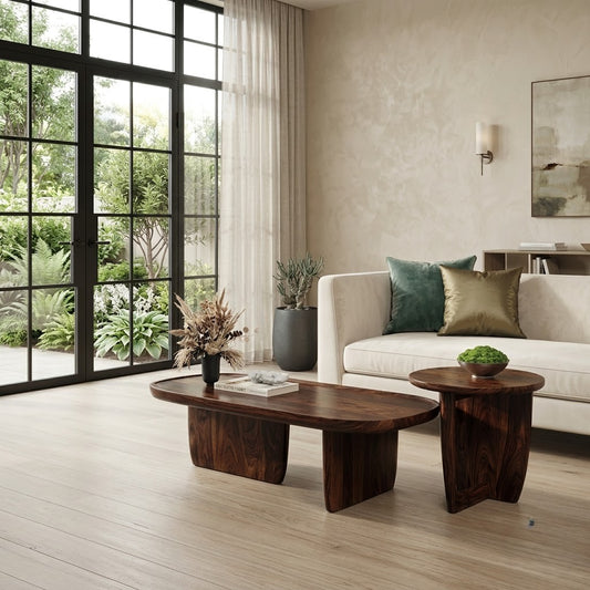 PRITI Solid Wood Coffee Table In Walnut Finish