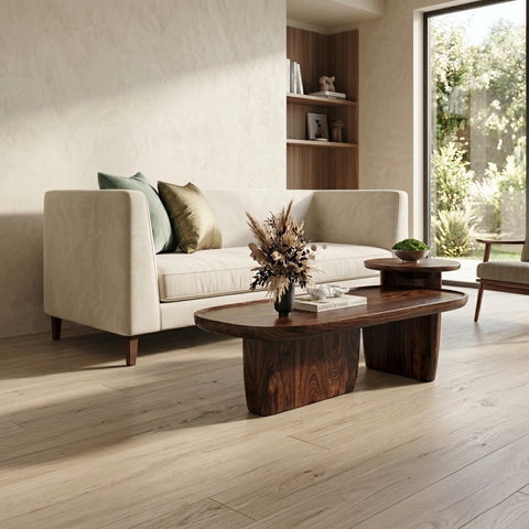 PRITI Solid Wood Coffee Table In Walnut Finish