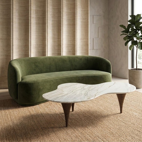 PRITI Metal Coffee Table In Palisandro Sintered Stone And Dark Gold Finish