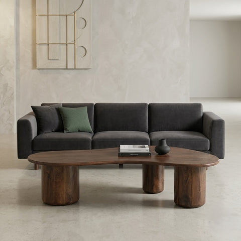 PRITI Solid Wood Coffee Table In dark walnut sheesham finish
