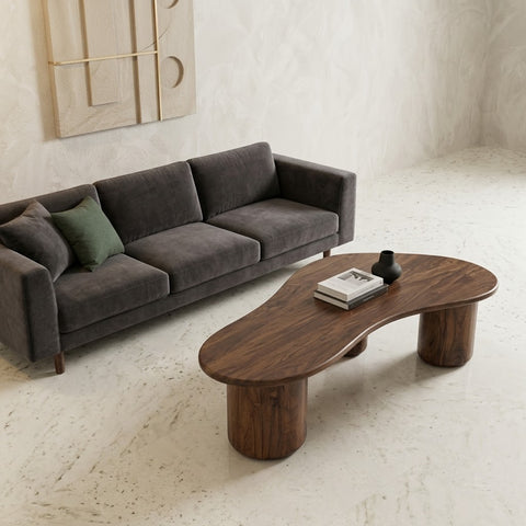 PRITI Solid Wood Coffee Table In dark walnut sheesham finish
