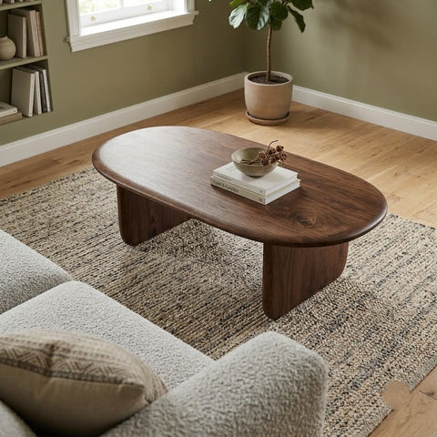 PRITI  Solid Wood Coffee Table In Tobacco-Stained Finish