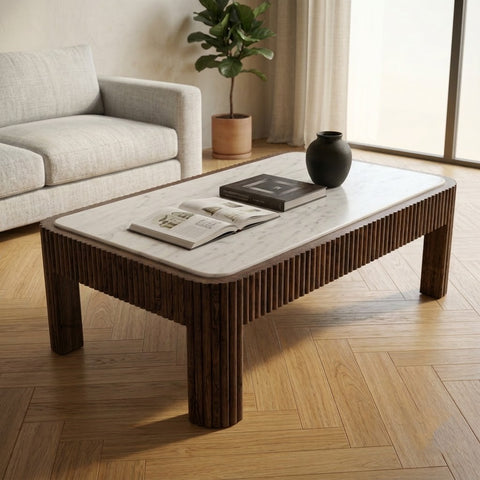 PRITI Solid Wood Coffee Table In  Dark walnut sheesham finish