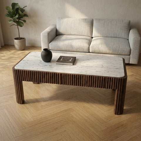 PRITI Solid Wood Coffee Table In  Dark walnut sheesham finish