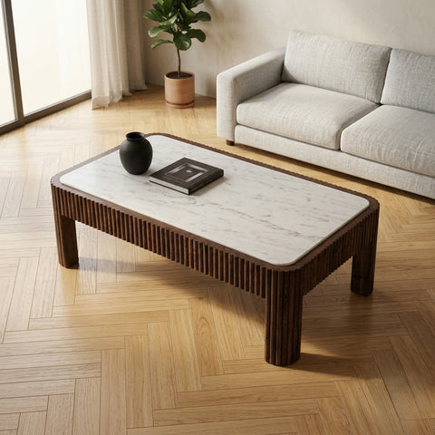 PRITI Solid Wood Coffee Table In  Dark walnut sheesham finish
