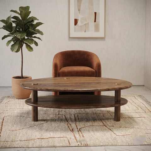 PRITI Solid Wood Coffee Table In dark walnut sheesham finish