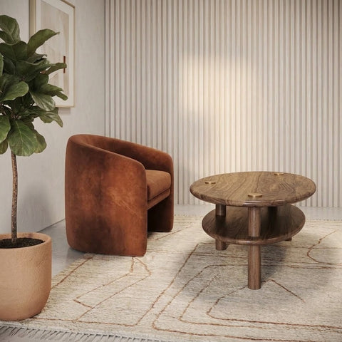 PRITI Solid Wood Coffee Table In dark walnut sheesham finish