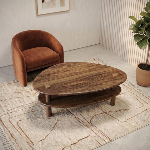 PRITI Solid Wood Coffee Table In dark walnut sheesham finish