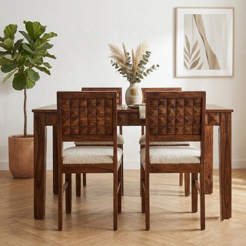 PRITI  Dark Walnut sheesham Wood 4 Seater Dining Table Set