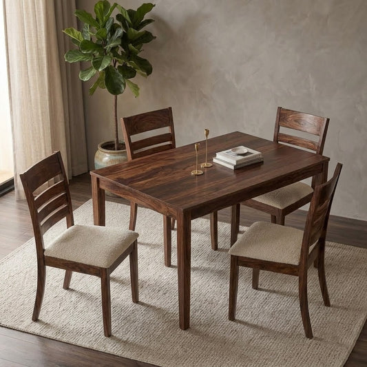 PRITI 4 Seater Solid Wood Dining Table Set