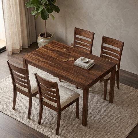 PRITI 4 Seater Solid Wood Dining Table Set
