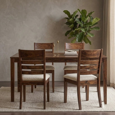 PRITI 4 Seater Solid Wood Dining Table Set