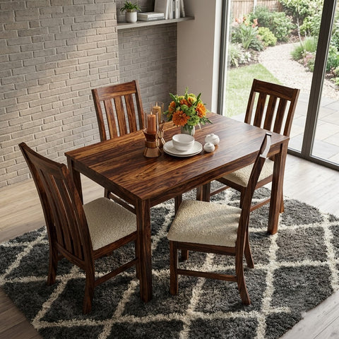 PRITI 4 Seater Solid Wood Dining Set
