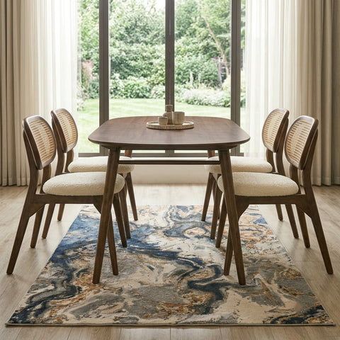 PRITI Wooden Four Seater Dining Set with Four Chairs with Cushions -  Dark Walnut sheesham wood