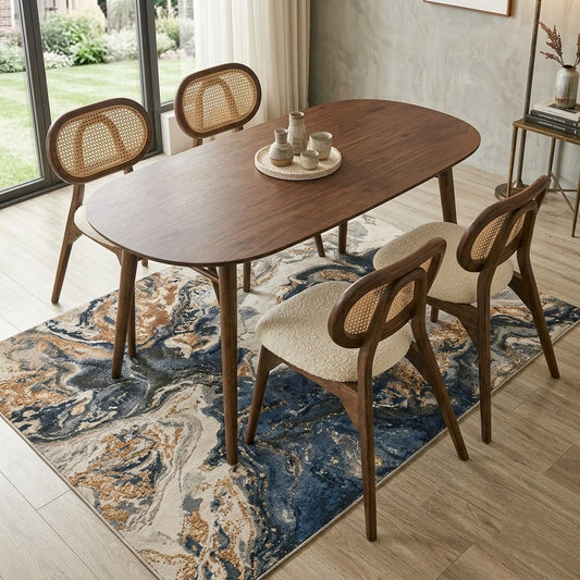 PRITI Wooden Four Seater Dining Set with Four Chairs with Cushions -  Dark Walnut sheesham wood