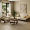 PRITI Modern 3+1+1 Wooden Sofa Set with Premium creme Boucle