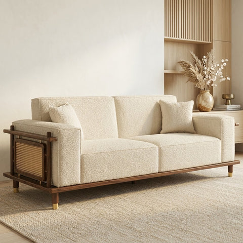 PRITI 3 Seater Dark Walnut sheesham wood  Cane Sofa