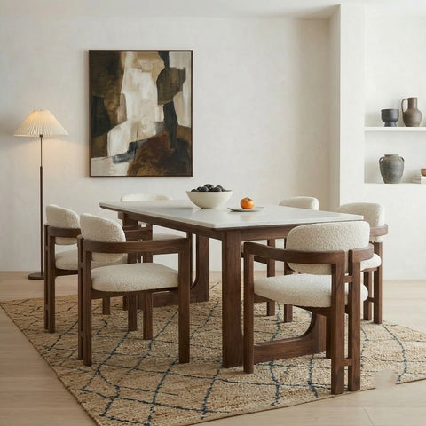 PRITI 6 Seater Dark Walnut sheesham wood Dining Table Set
