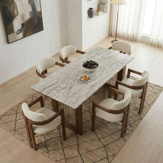 PRITI 6 Seater Dark Walnut sheesham wood Dining Table Set