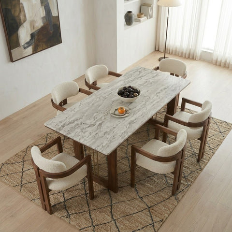 PRITI 6 Seater Dark Walnut sheesham wood Dining Table Set