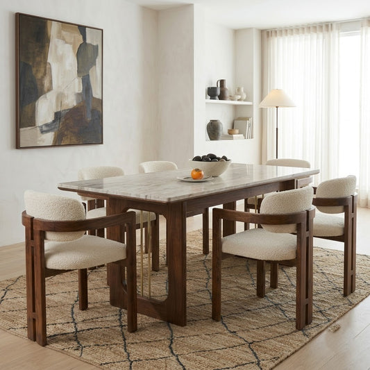 PRITI 6 Seater Dark Walnut sheesham wood Dining Table Set