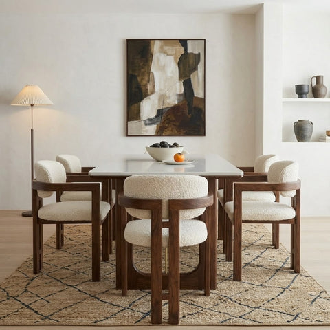 PRITI 6 Seater Dark Walnut sheesham wood Dining Table Set