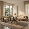PRITI 3+1+1 Dark Walnut sheesham wood  Sofa Set With Cane and Brass Detailing