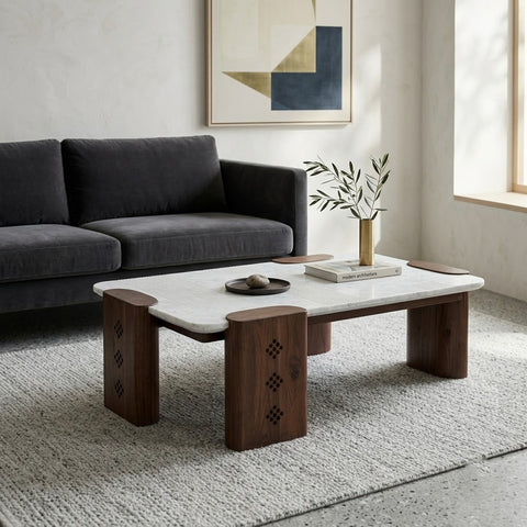 PRITI Coffee Table with Carrara Marble Top