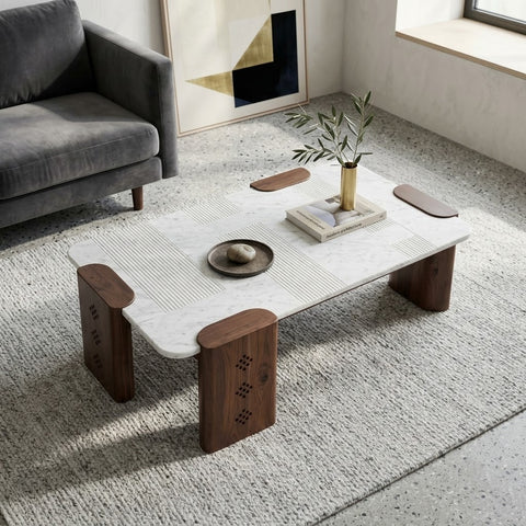 PRITI Coffee Table with Carrara Marble Top