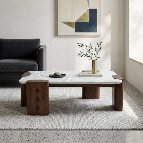 PRITI Coffee Table with Carrara Marble Top