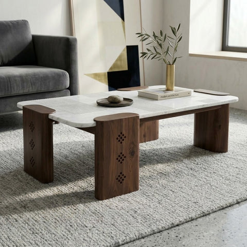 PRITI Coffee Table with Carrara Marble Top