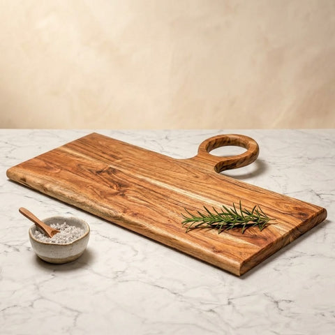 PRITI Acacia Wood Chopping Board with Center Handle