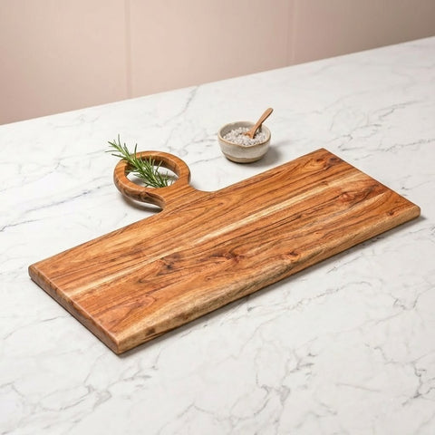 PRITI Acacia Wood Chopping Board with Center Handle