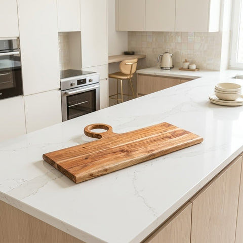 PRITI Acacia Wood Chopping Board with Center Handle
