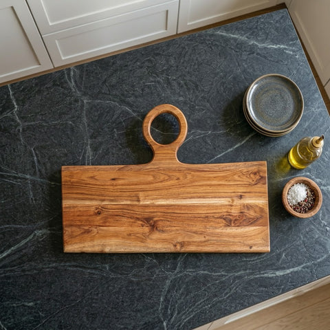 PRITI Acacia Wood Chopping Board with Center Handle