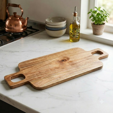 PRITI Acacia Wood Chopping Board with Double Handle