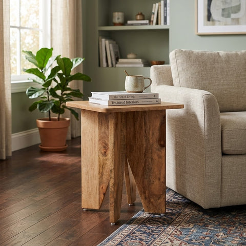 PRITI Solid Mango Wood Side Table for Living Room