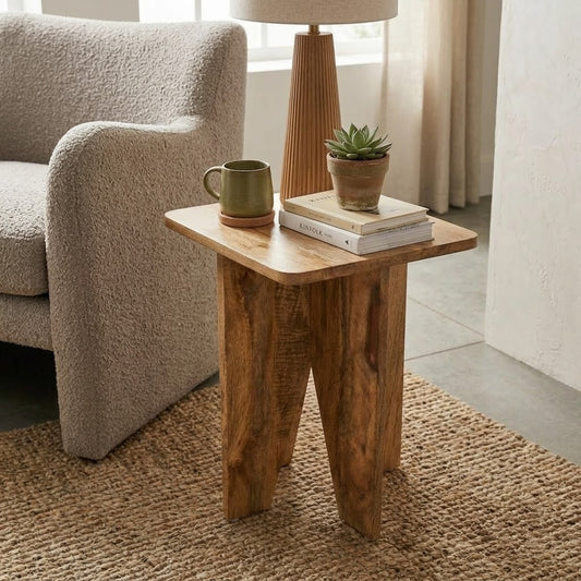 PRITI Solid Mango Wood Side Table for Living Room