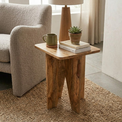 PRITI Solid Mango Wood Side Table for Living Room