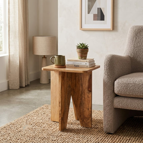 PRITI Solid Mango Wood Side Table for Living Room
