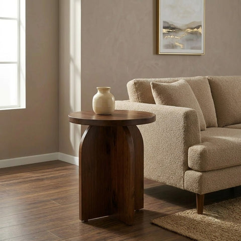 PRITI Modern Round Wooden Side Table